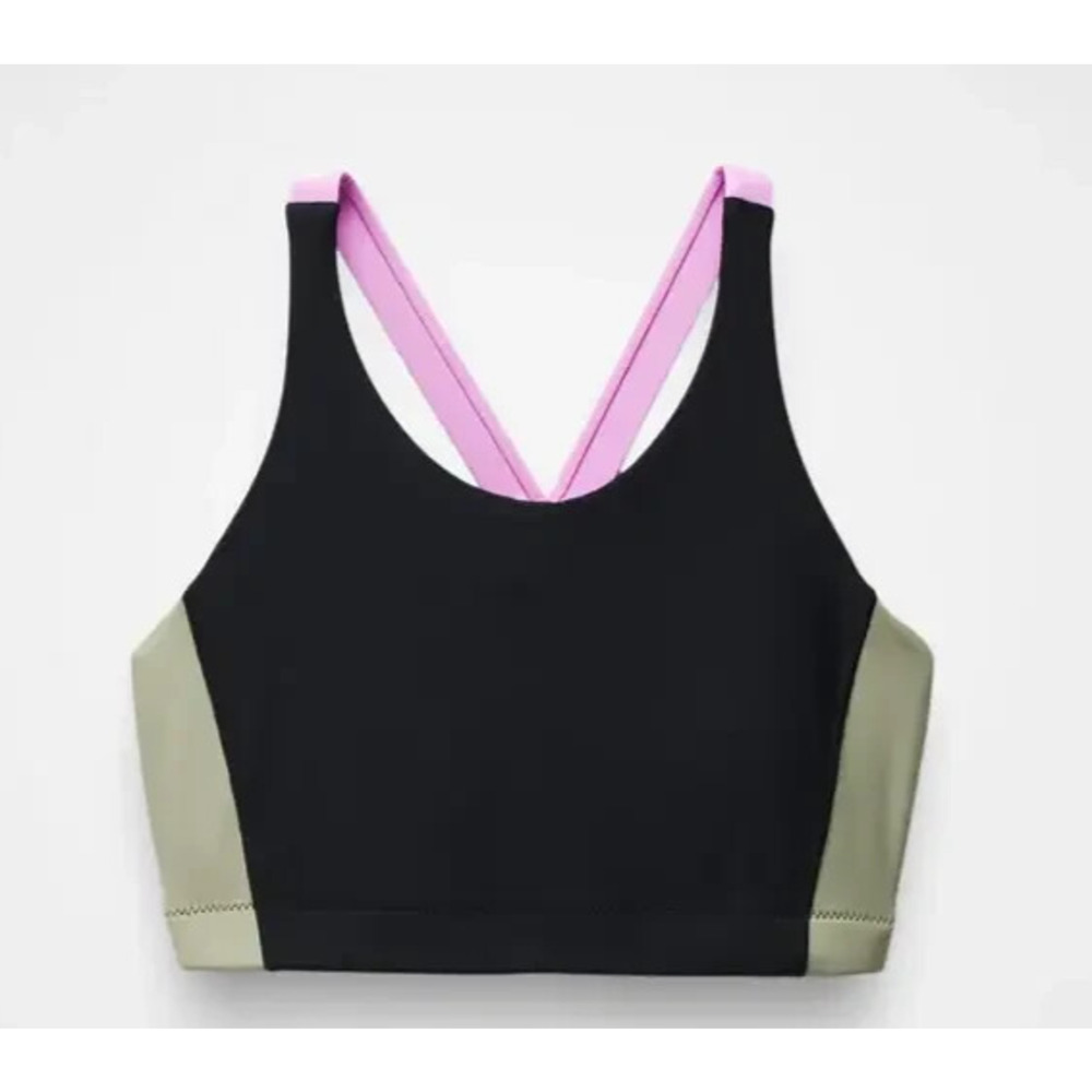 Prana Swimsuit Bikini Top Womens Small Baja Bound‎ Black Color Block Pink Green